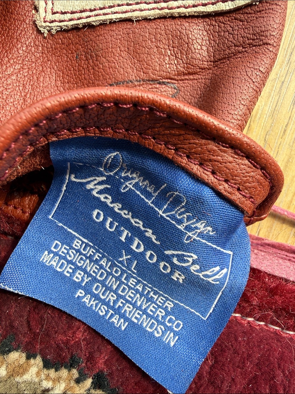 Men's Red Leather Gloves with White Skeleton Stitch Detail - Picture 2 of 9